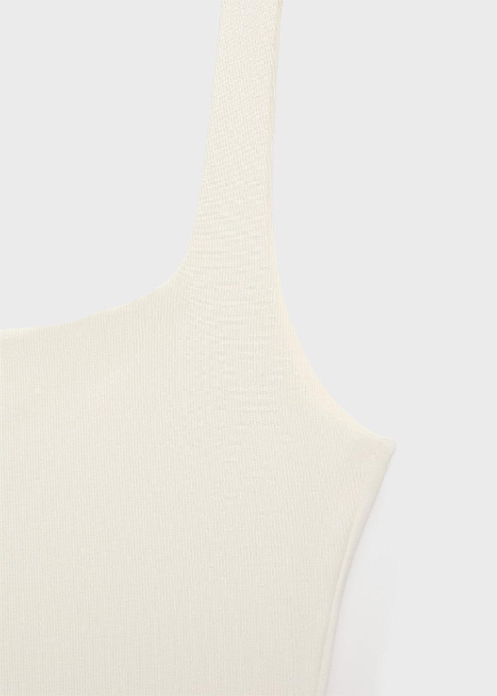 White Sleeveless Fitted Bodysuit, , large image number 2