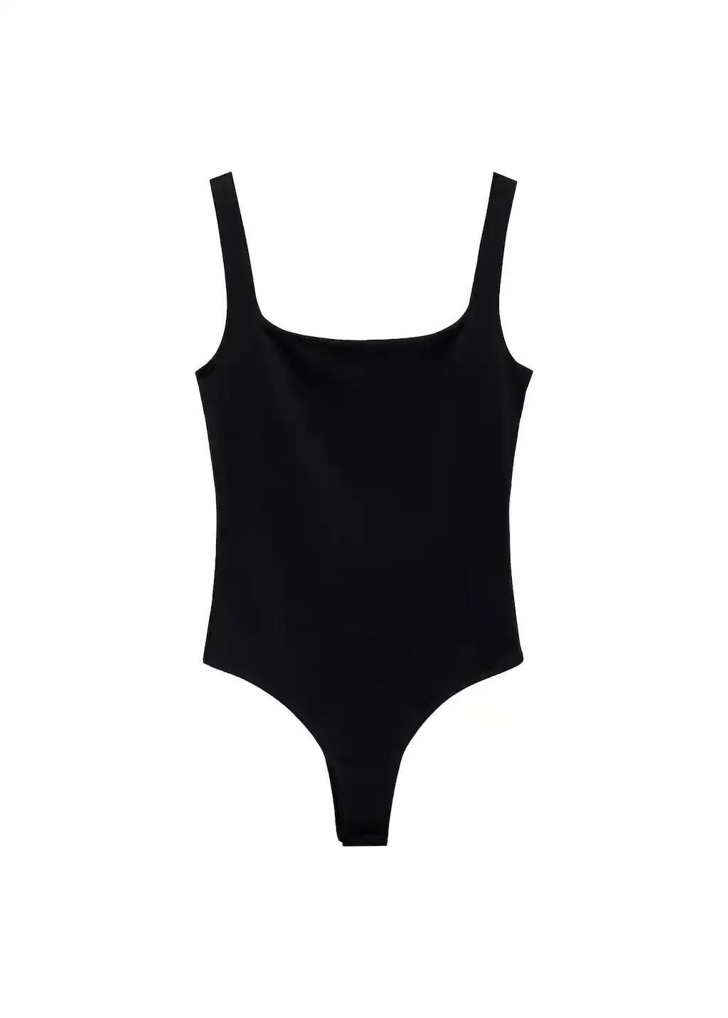 Black Sleeveless Fitted Bodysuit, , large image number 3