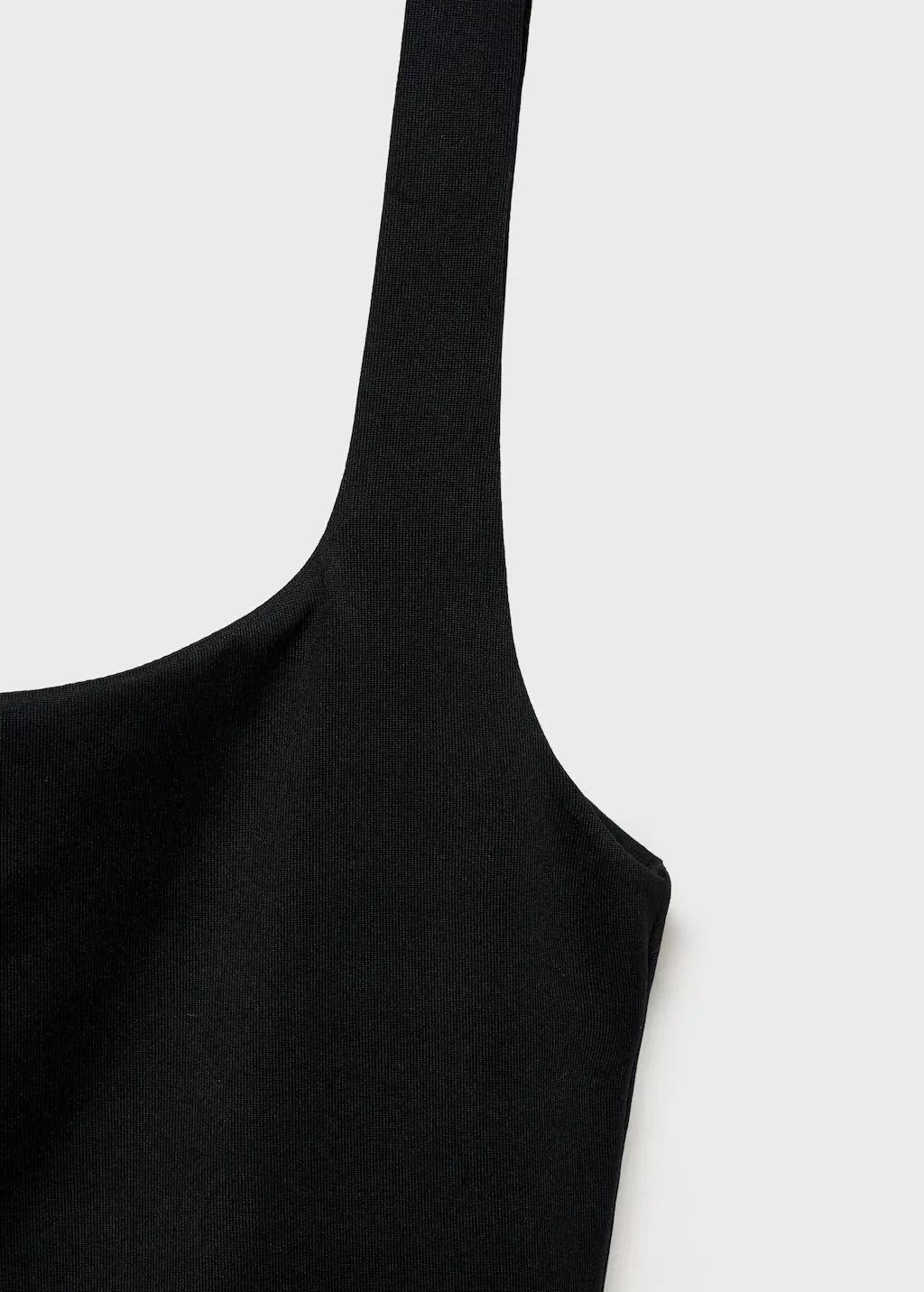 Black Sleeveless Fitted Bodysuit, , large image number 4