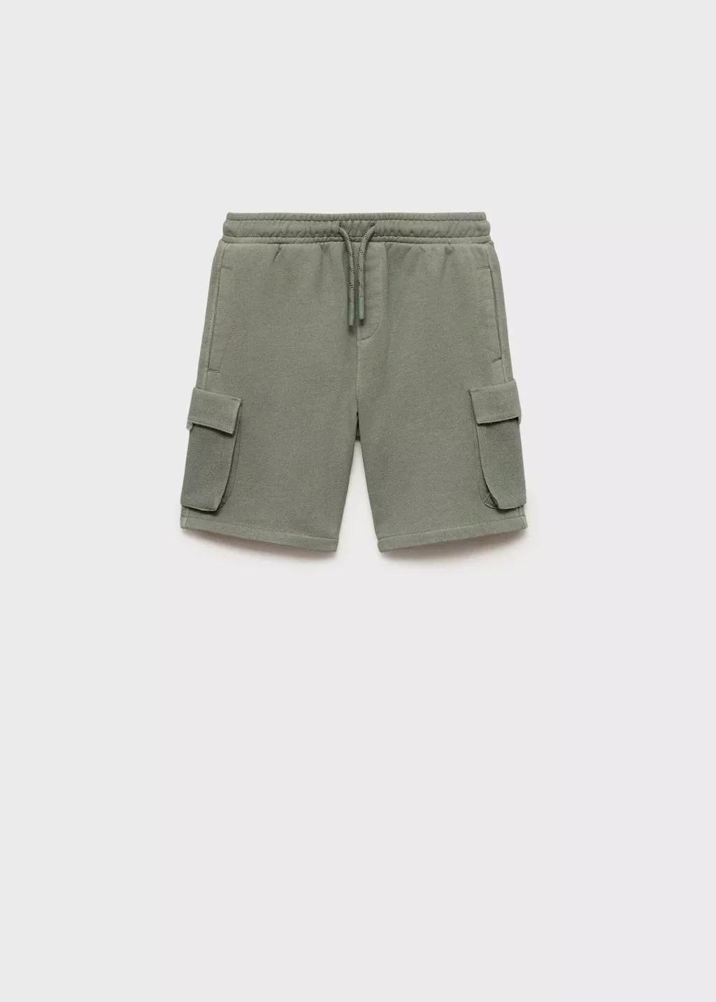 Green Drawstring Cargo Bermuda Shorts, Kids Boy, , large image number 0