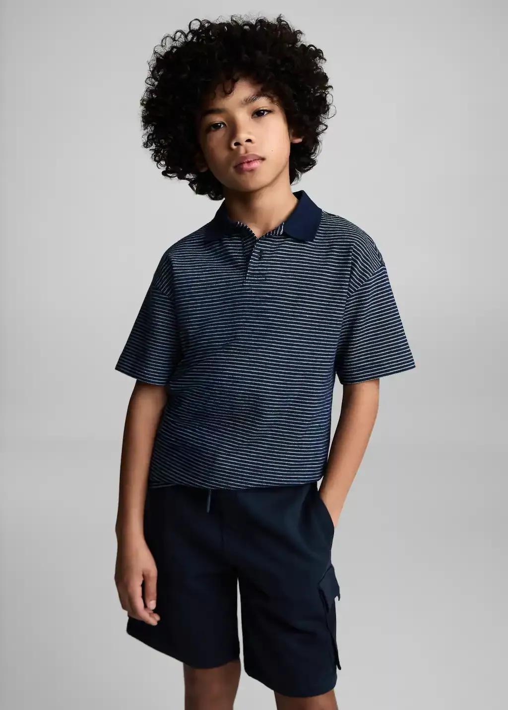 NAVY Drawstring cargo Bermuda shorts, Kids Boy, , large image number 0