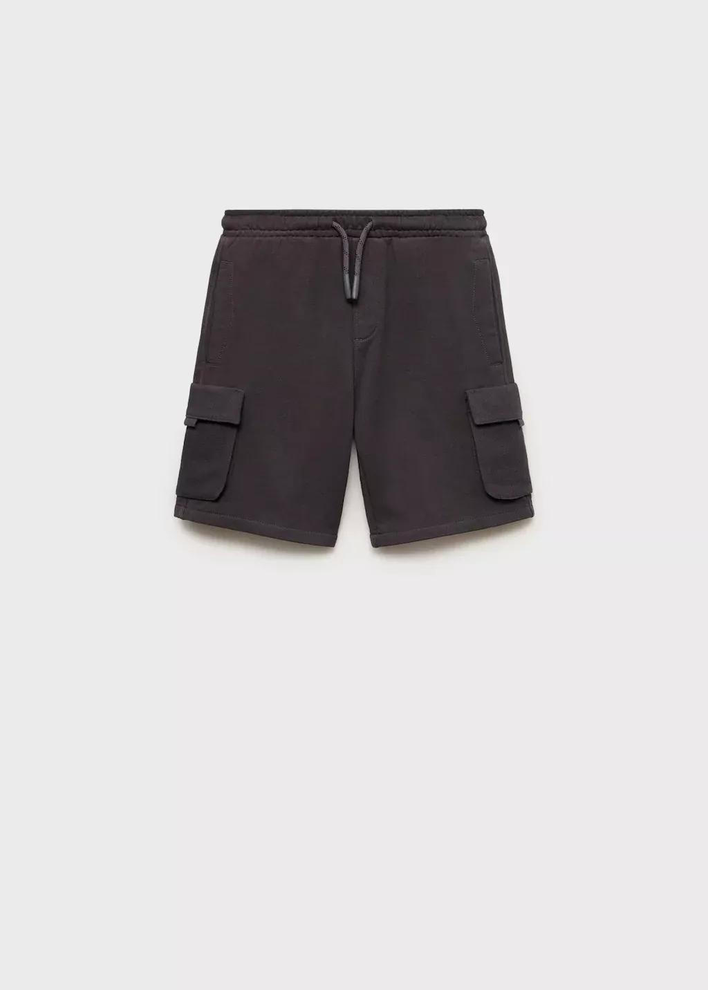 Grey Drawstring Cargo Bermuda Shorts, Kids Boy, , large image number 0