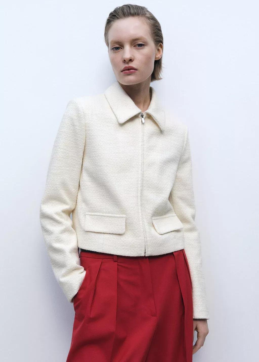 Beige Cotton-Blend Jacket With Lapel, , large image number 0