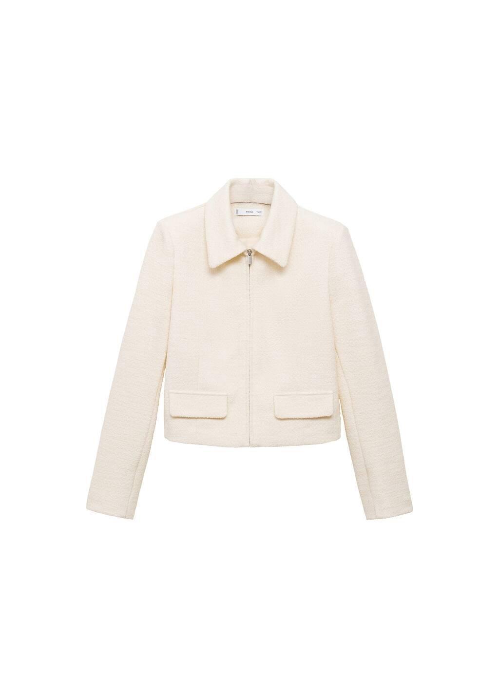 Beige Cotton-Blend Jacket With Lapel, , large image number 3