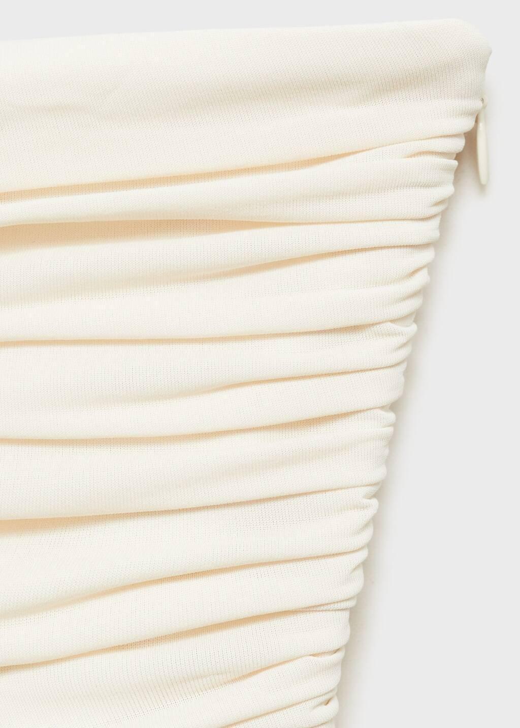 Beige Draped-Body Balloon Skirt Dress, , large image number 4