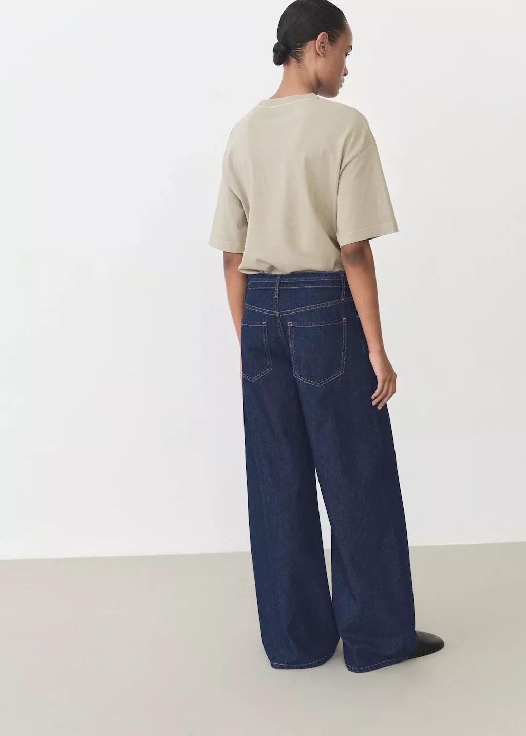 Blue Low Rise Wideleg Jeans With Belt, , large image number 4