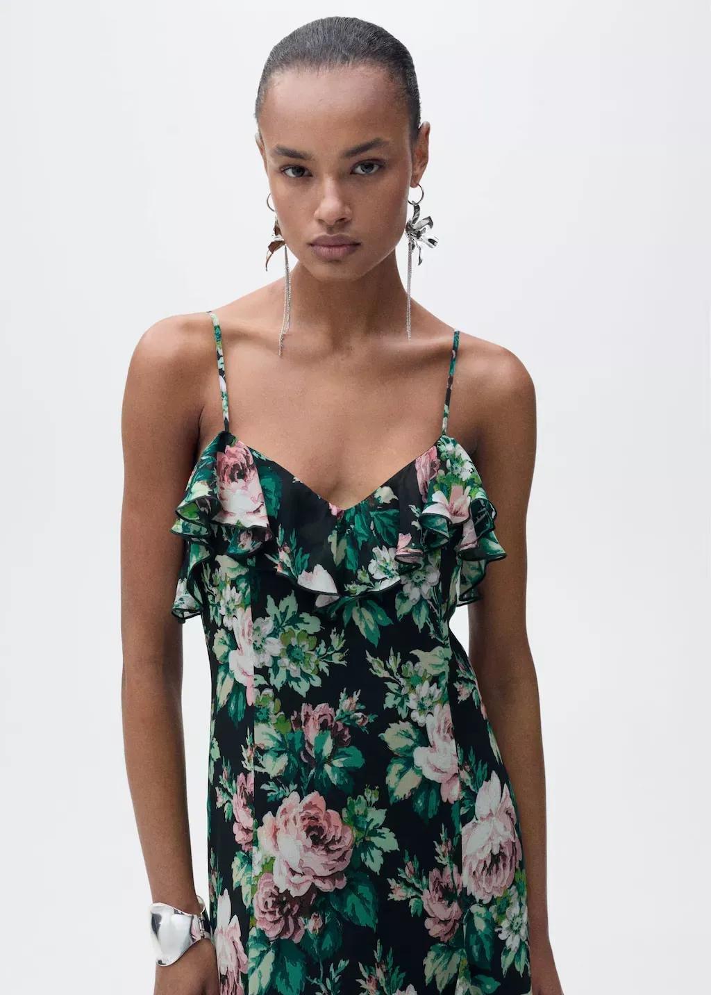Black Floral Slip Maxi Dress, , large image number 0
