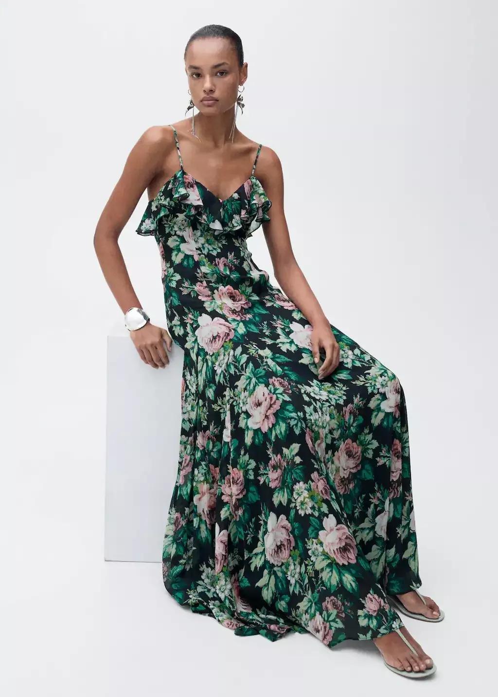 Black Floral Slip Maxi Dress, , large image number 3