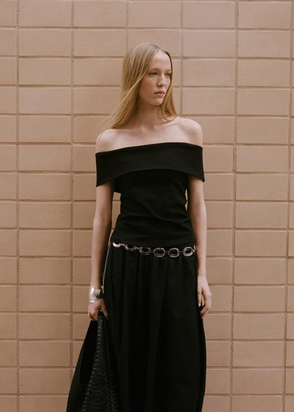 Black Off-Shoulder Top, , large image number 3