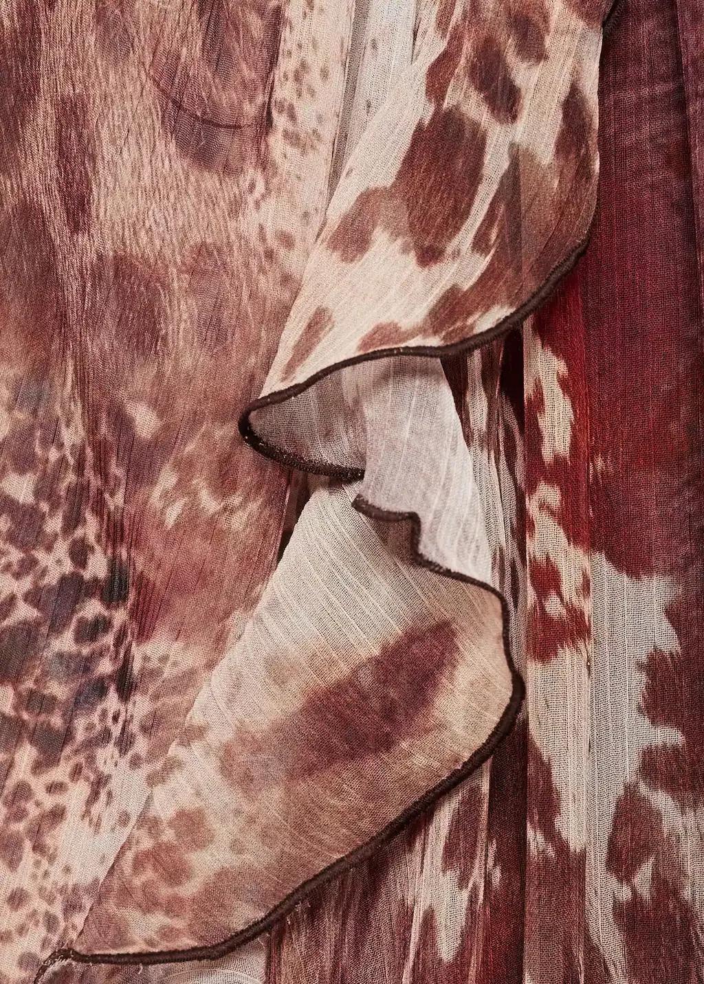 Brown Vestido Corto Estampado Volantes, , large image number 4