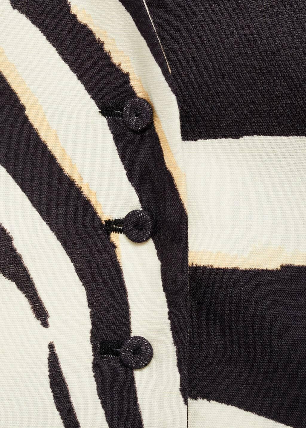 Beige Zebra-Print Linen-Blend Waistcoat, , large image number 4