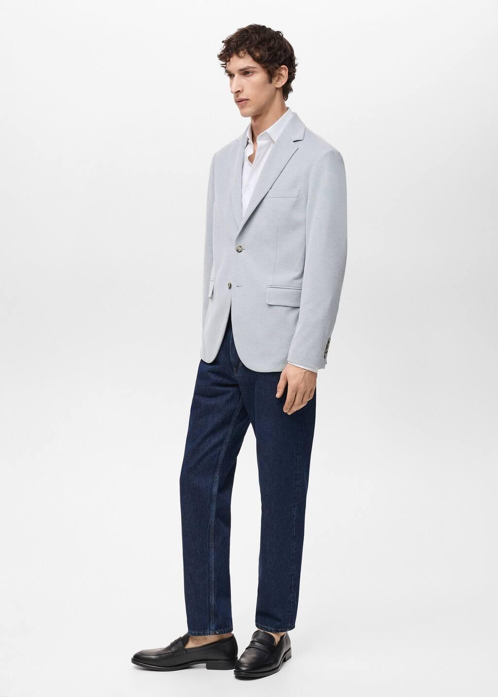 Blue Lt Pastel Slim Fit Cotton Blazer, , large image number 3