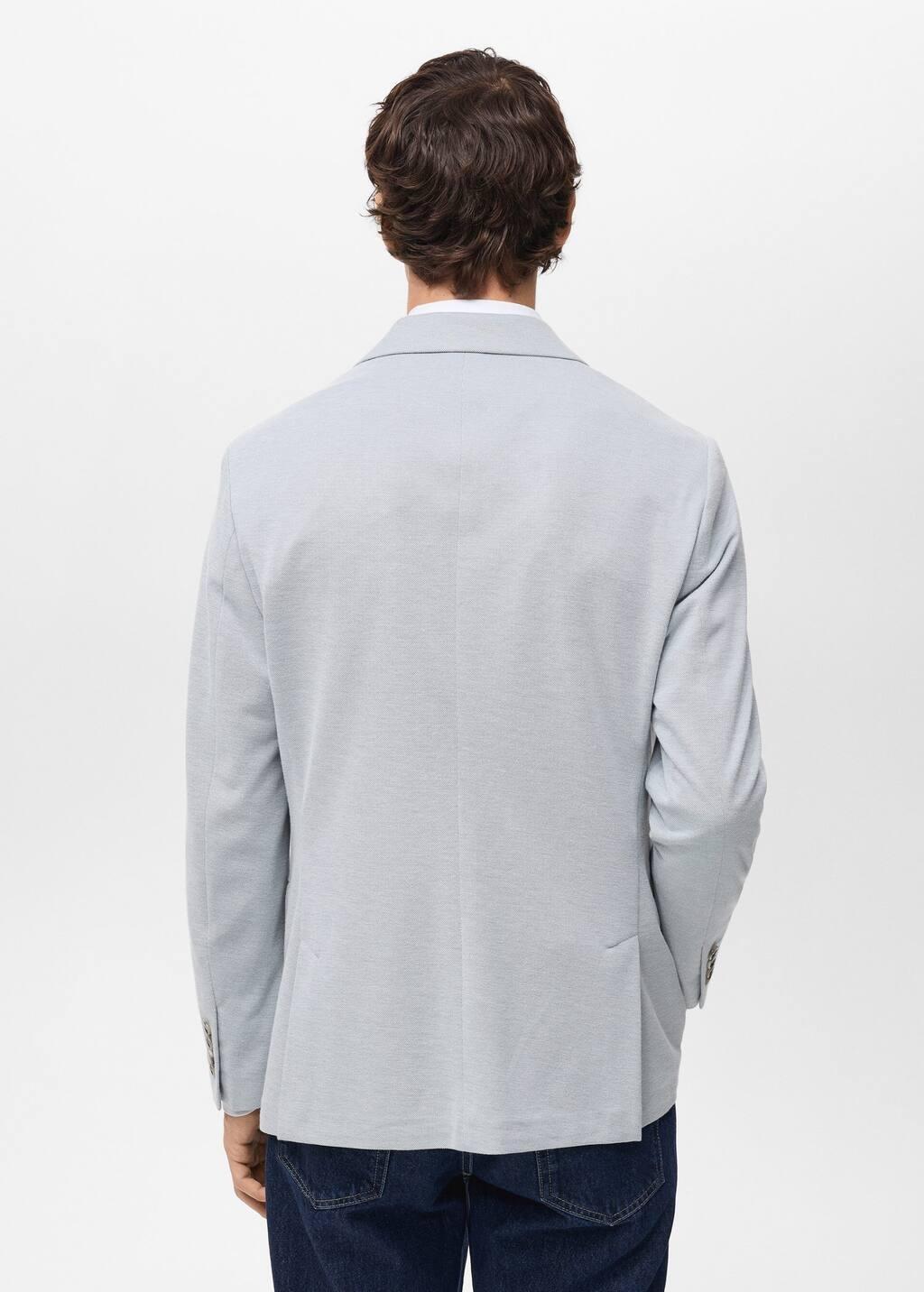 Blue Lt Pastel Slim Fit Cotton Blazer, , large image number 5