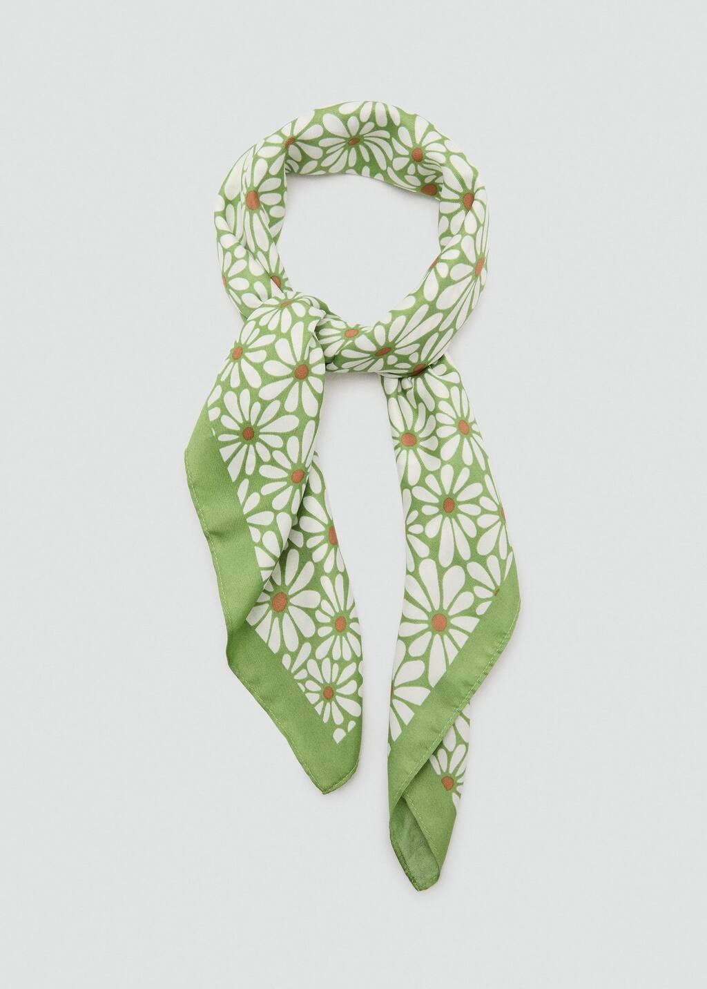 Mini-flower Floral Print Scarf, Green, large image number 1