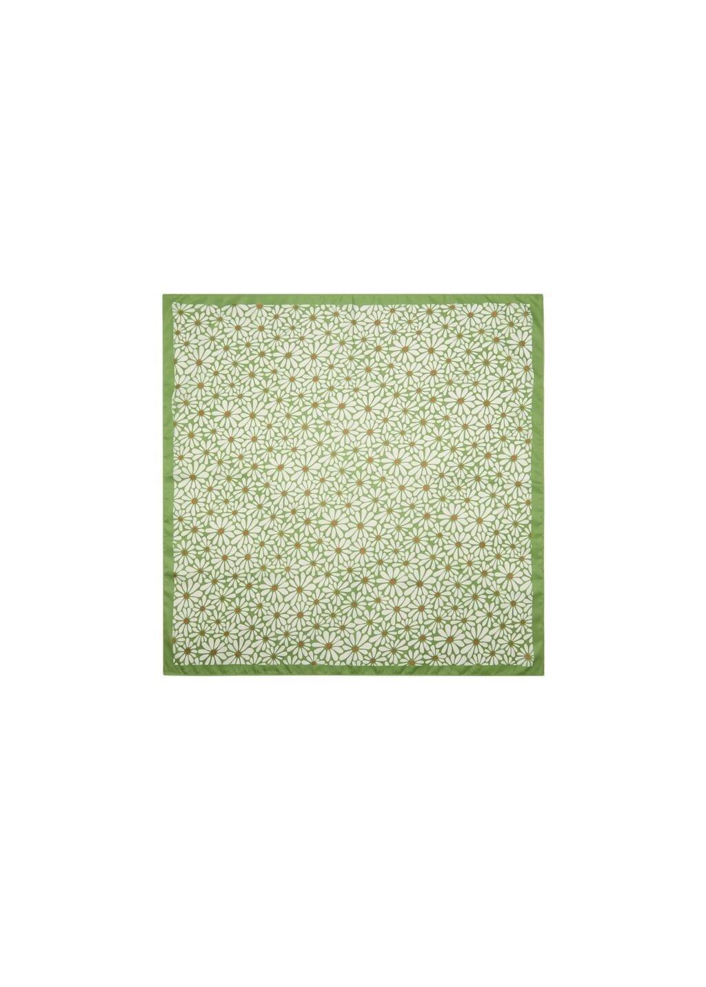 Mini-flower Floral Print Scarf, Green, large image number 2