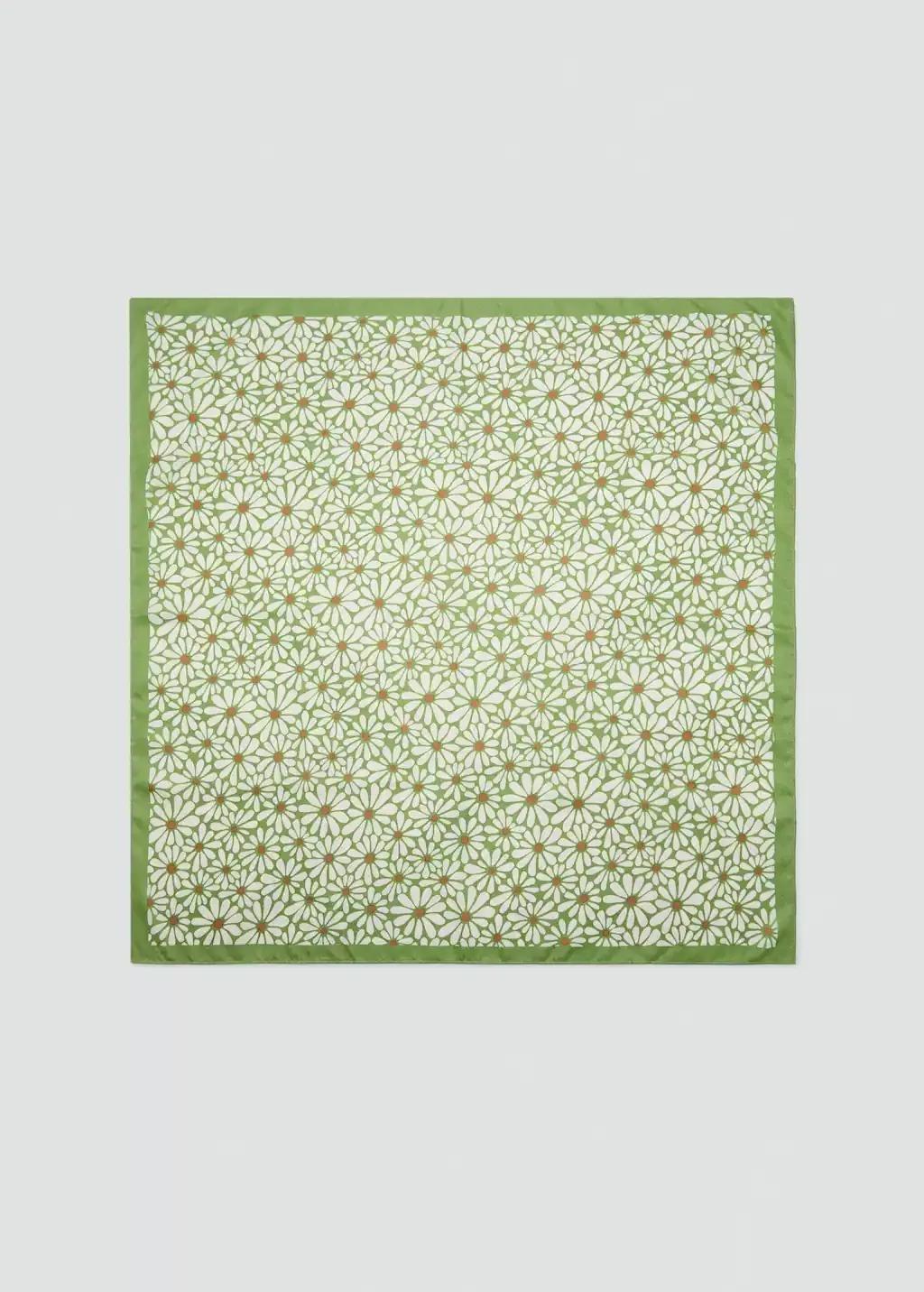 Mini-flower Floral Print Scarf, Green, large image number 3