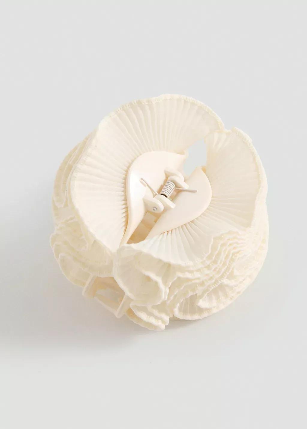 Beige Textured-Flower Hair Clip, , medium