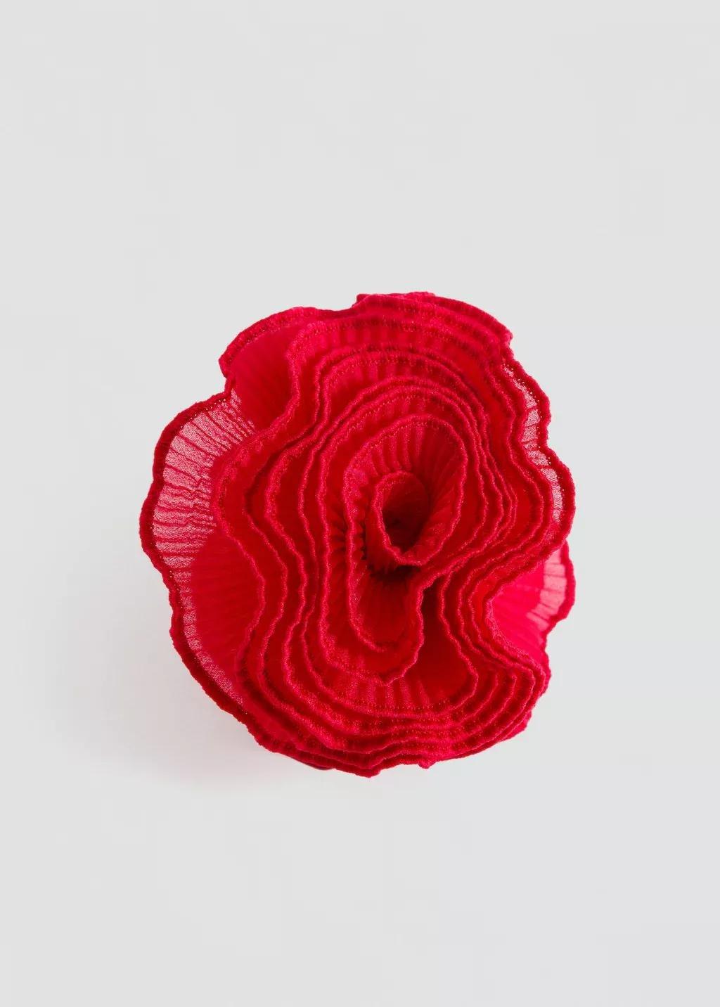 Red Textured-Flower Hair Clip, 0201_70, large image number 1