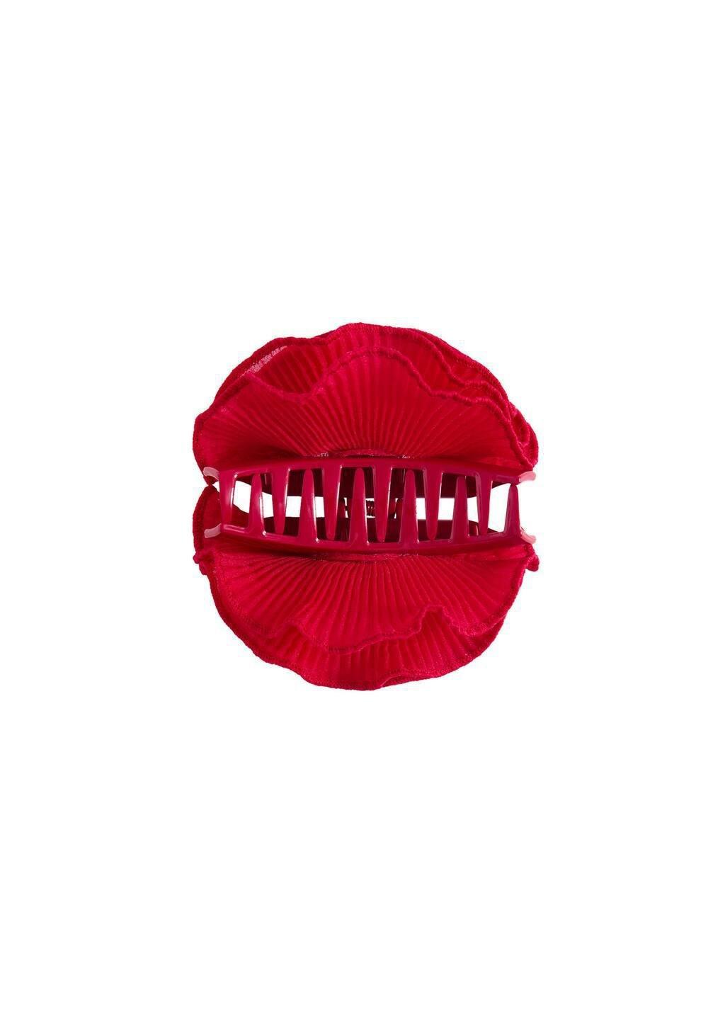 Red Textured-Flower Hair Clip, 0201_70, large image number 2