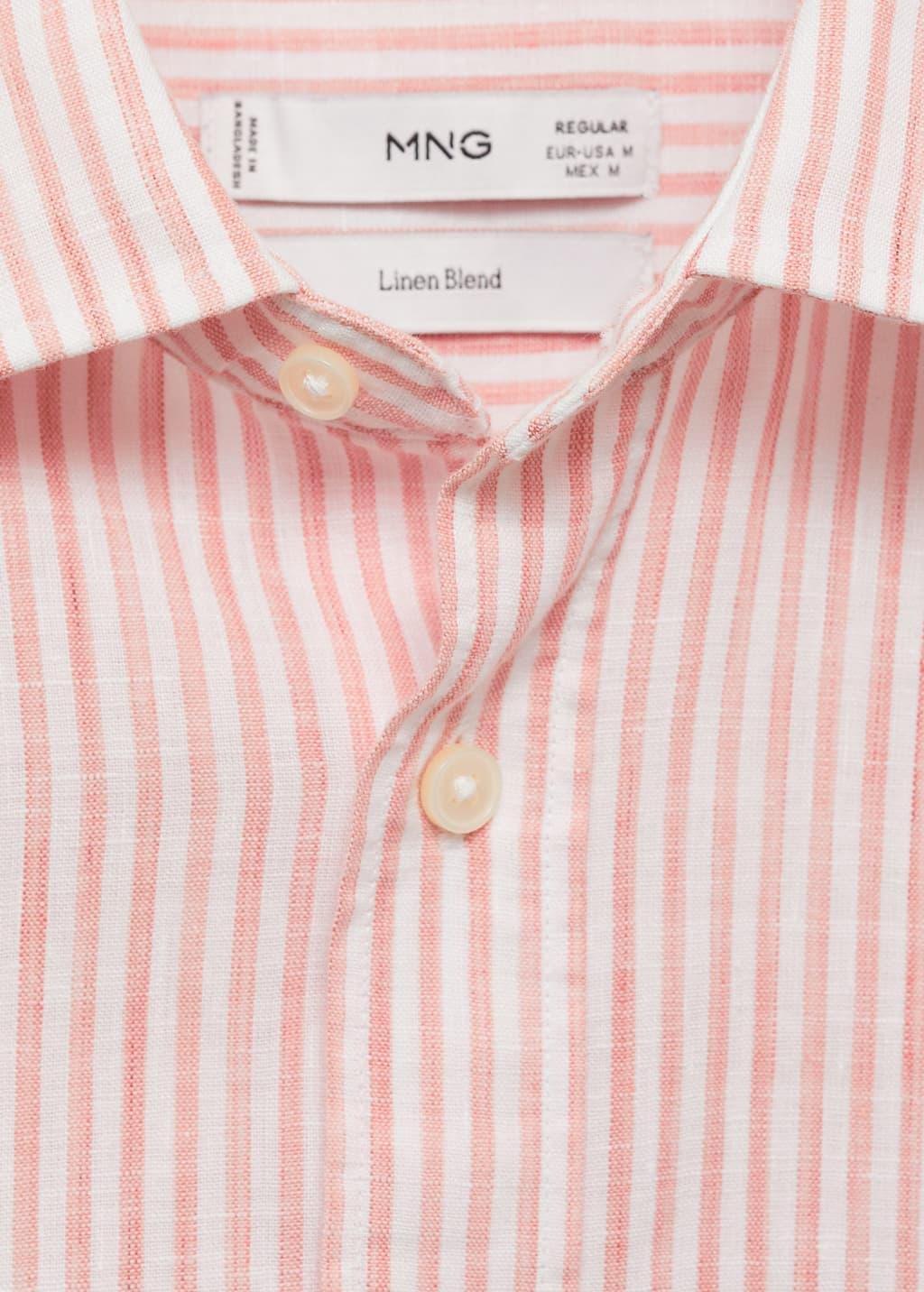Pink Lt Pastel Regular Fit Striped Linen Shirt, , large image number 4