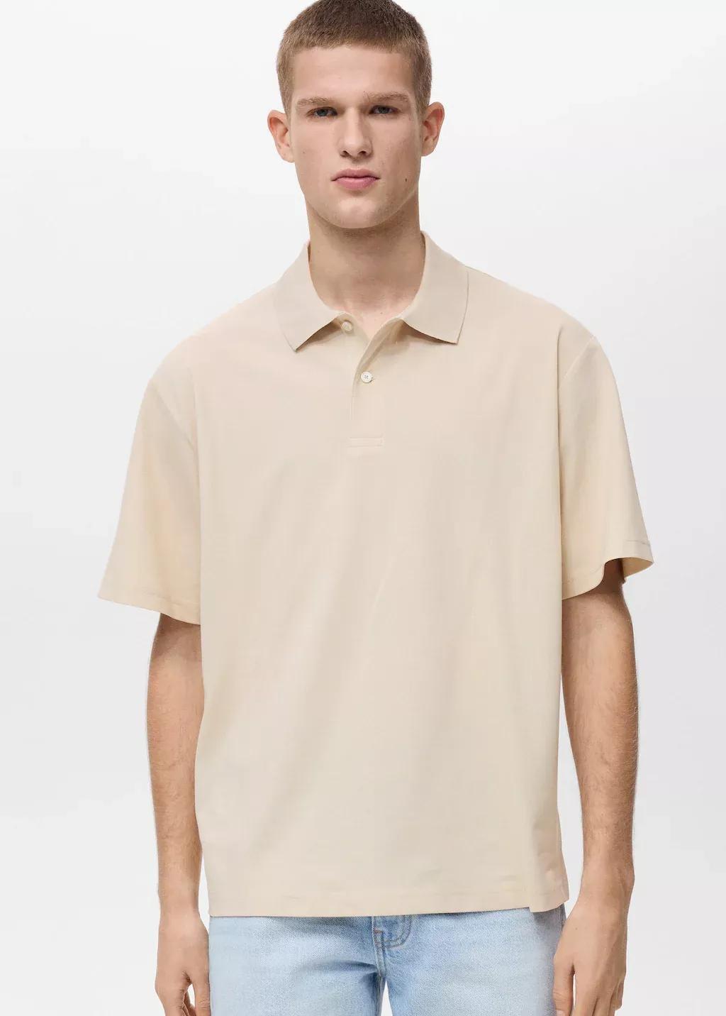 Beige Relaxed-Fit Cotton Piqu� Polo Shirt, , medium