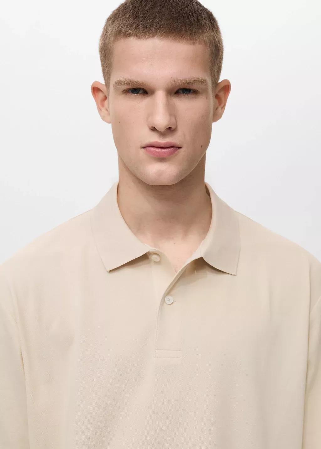 Beige Relaxed-Fit Cotton Piqu� Polo Shirt, , large image number 1