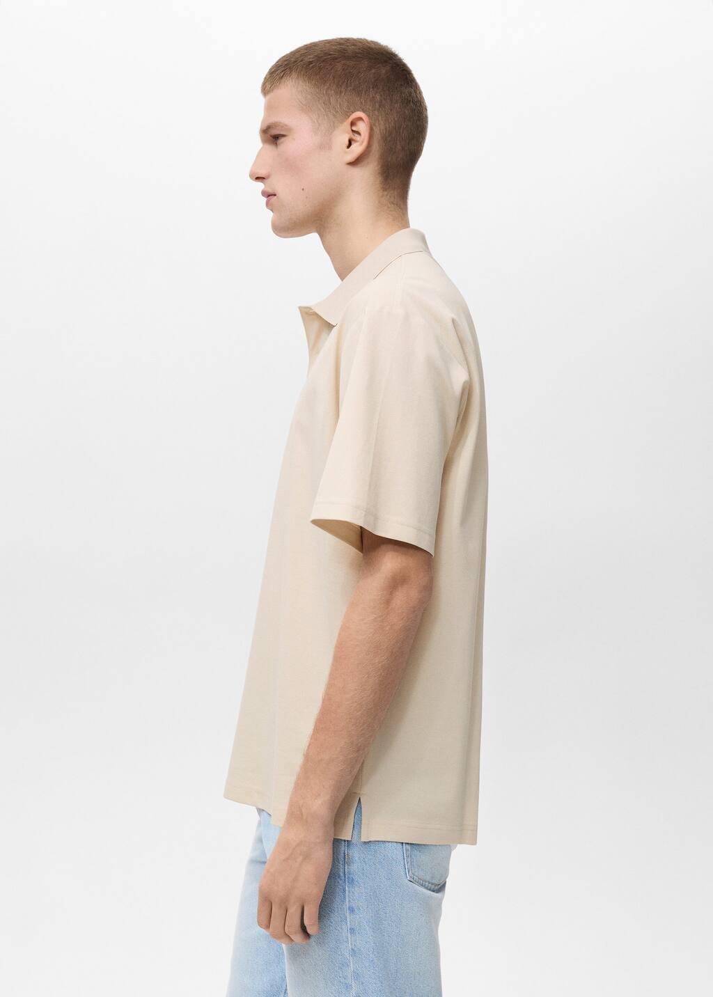 Beige Relaxed-Fit Cotton Piqu� Polo Shirt, , large image number 2
