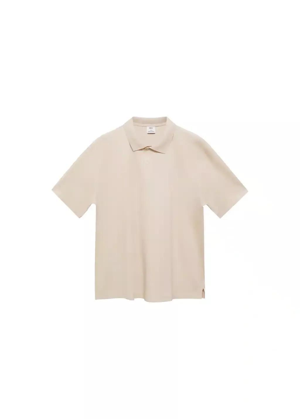 Beige Relaxed-Fit Cotton Piqu� Polo Shirt, , large image number 3