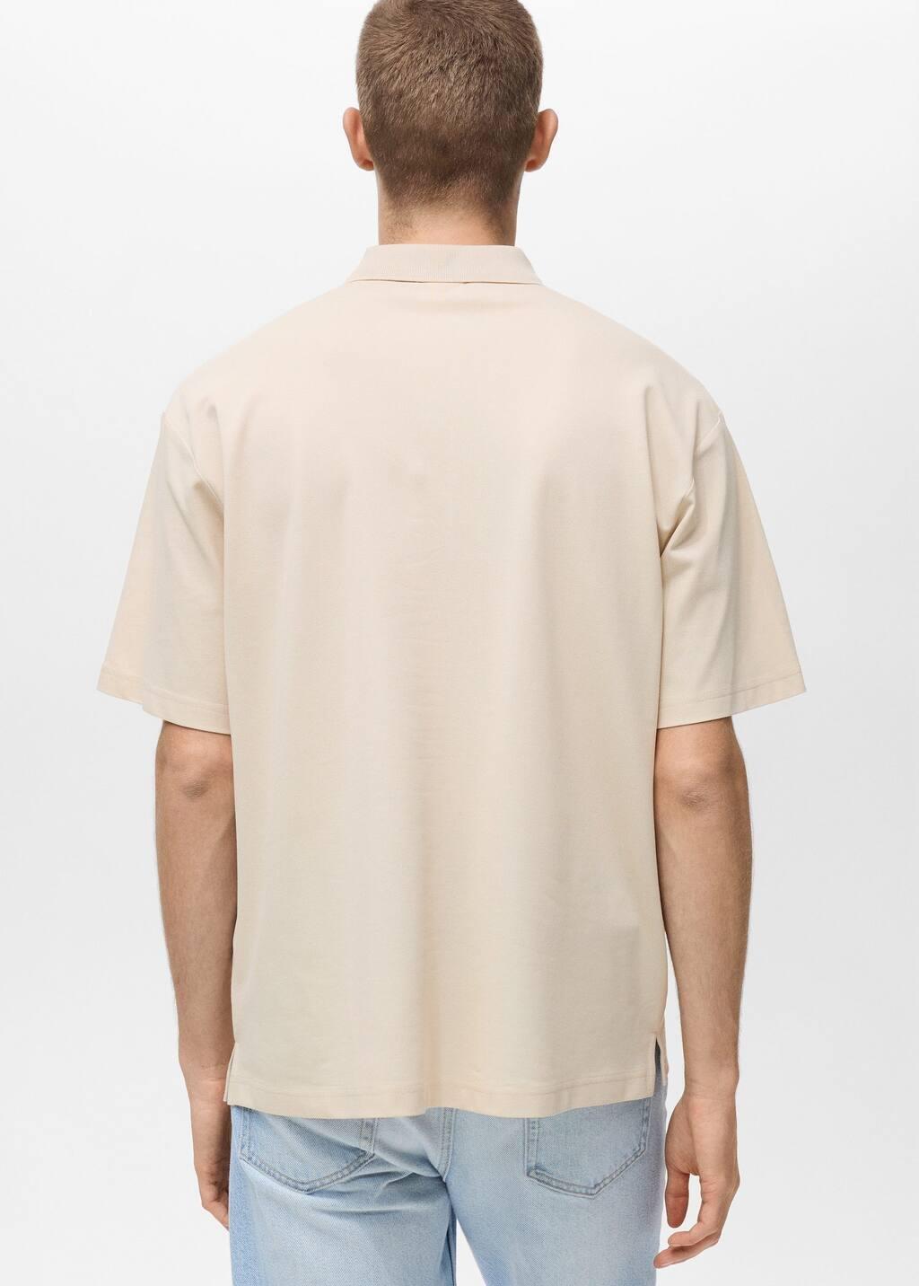 Beige Relaxed-Fit Cotton Piqu� Polo Shirt, , large image number 5