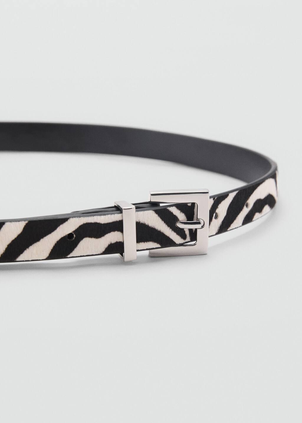 Black Zebra-Print Fur Belt, , large image number 1