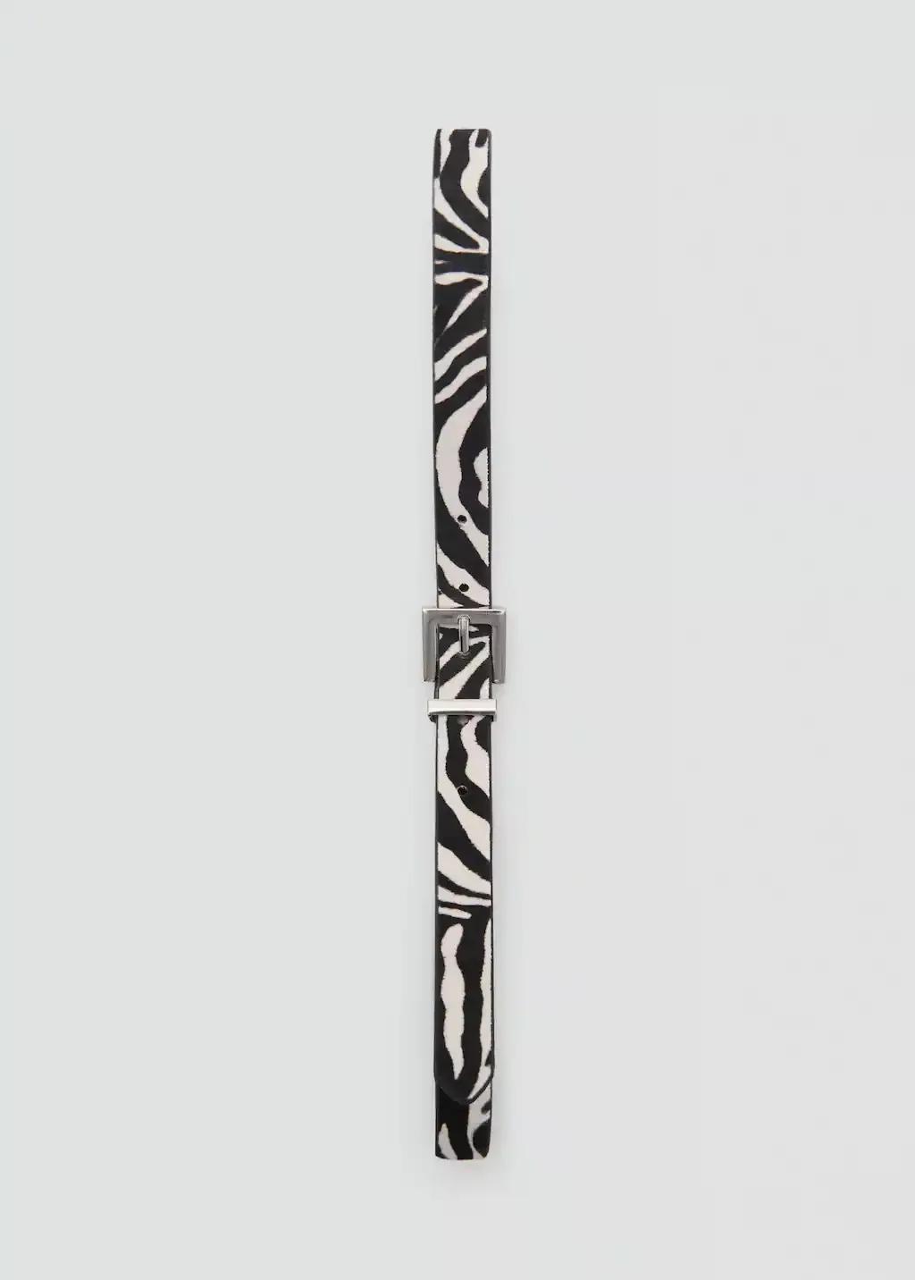 Black Zebra-Print Fur Belt, , large image number 2