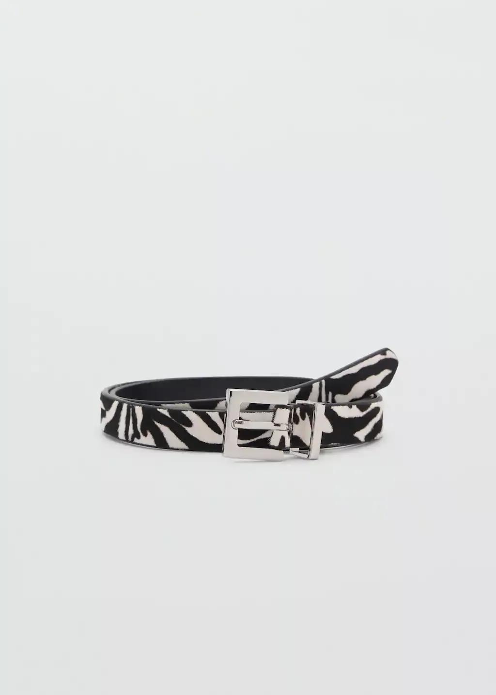 Black Zebra-Print Fur Belt, , large image number 3