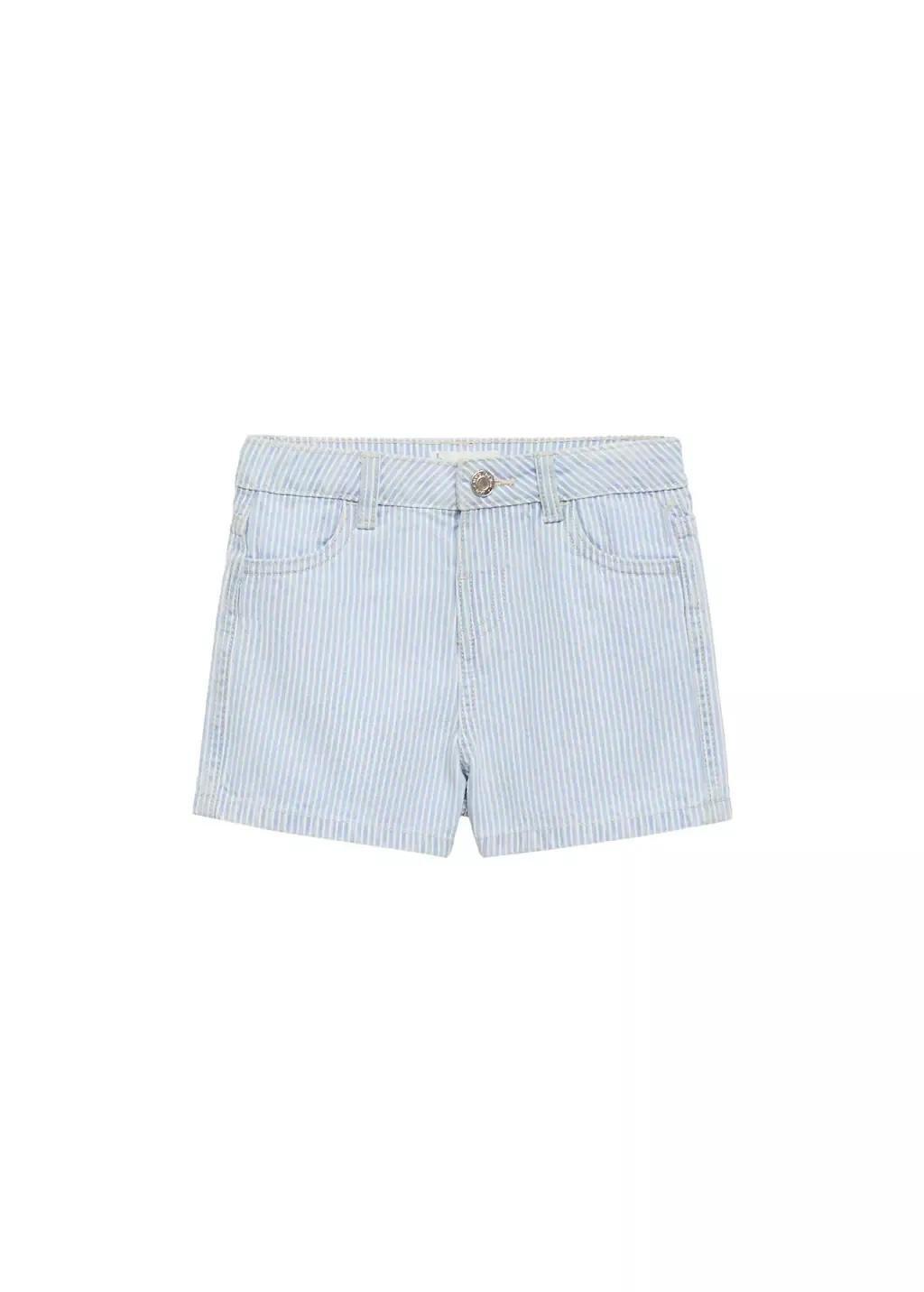 Blue Striped Denim Shorts, Baby Girl, , medium