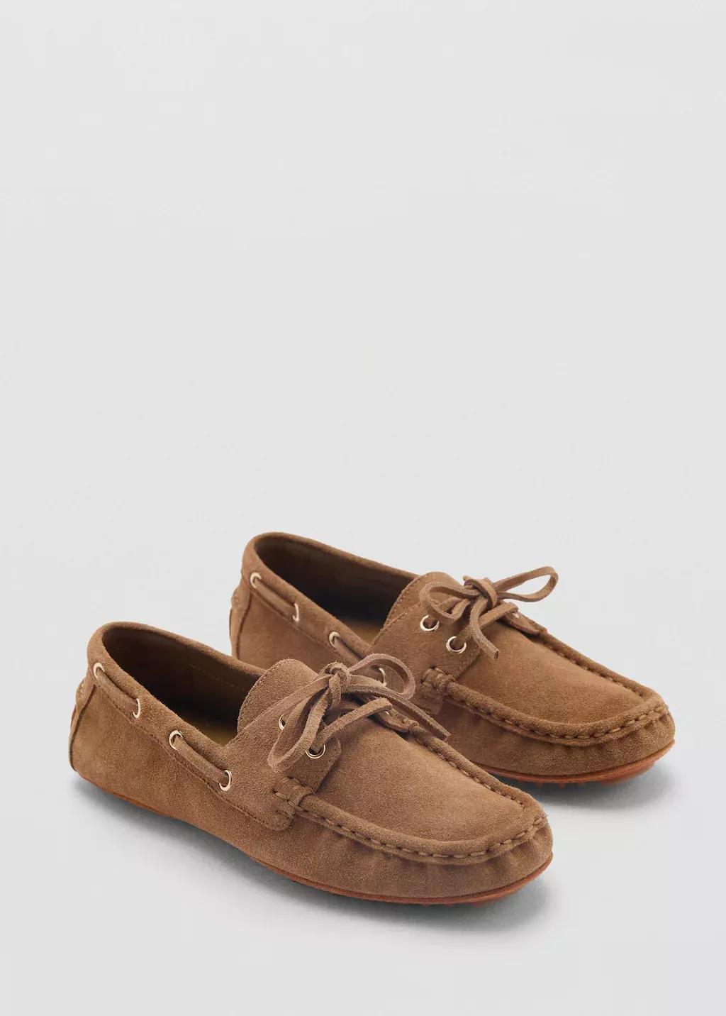 Brown Suede Boat Shoes With Laces, , large image number 0