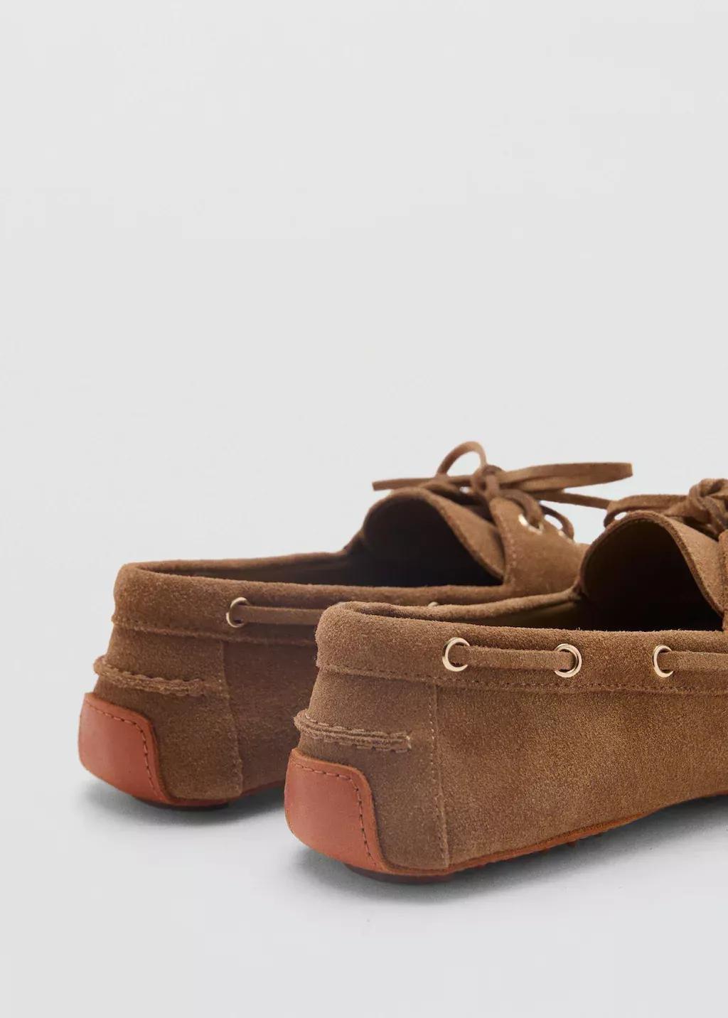 Brown Suede Boat Shoes With Laces, , large image number 1