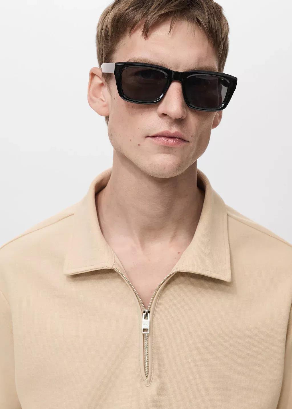 Beige Structured Polo Shirt With Zip Collar, , large image number 1