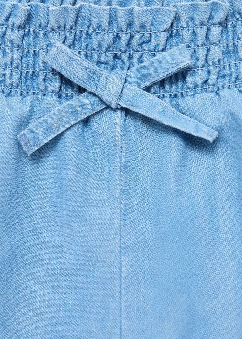 Blue Ruched Waist Trousers, Baby Girl, , large image number 2