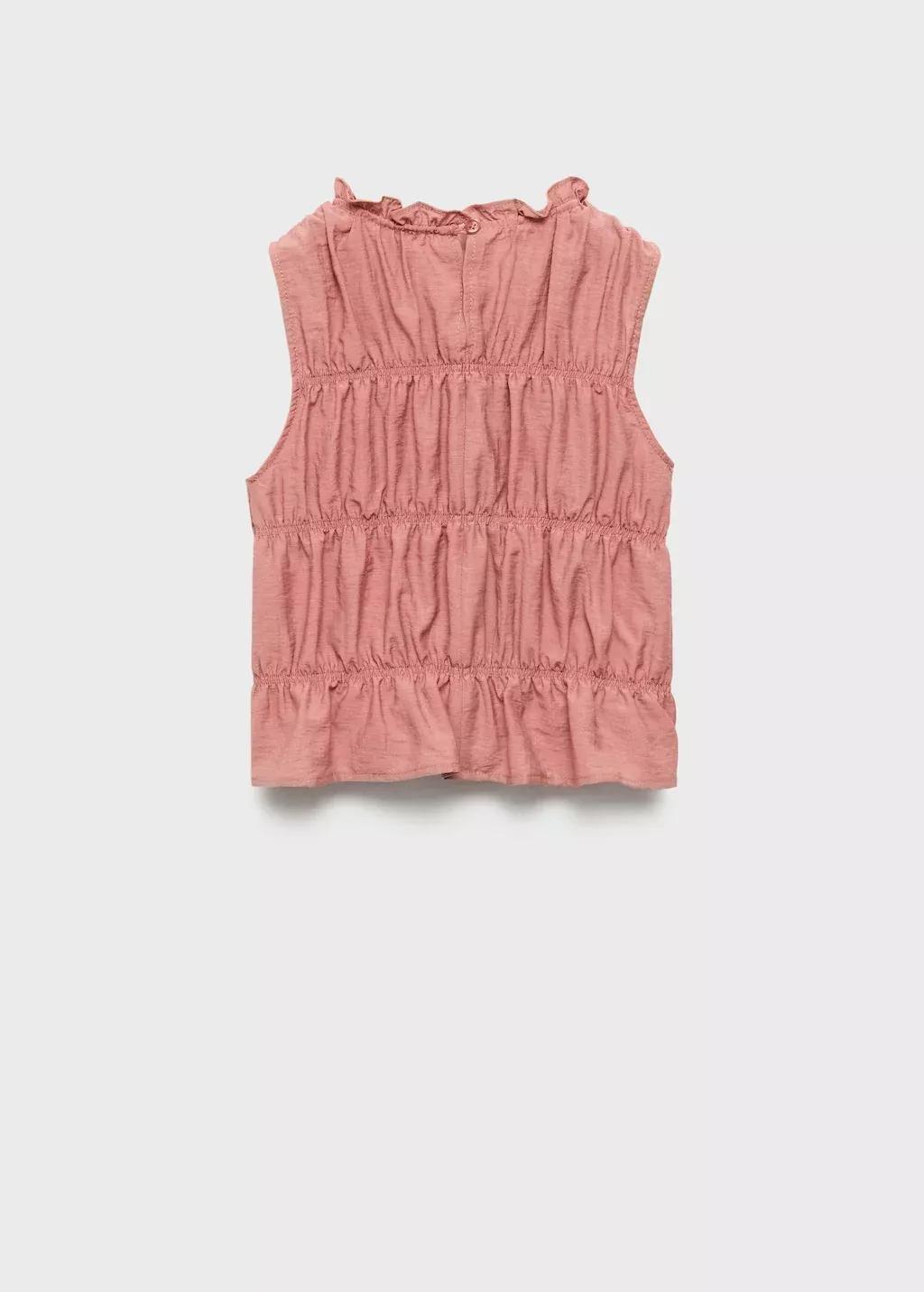 Pink Ruched Details Linen-Blend Top, Kids Girl, , large image number 1