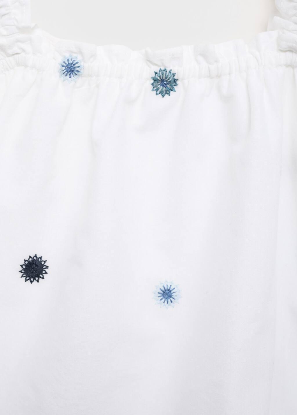 White Cotton Blouse With Embroidered Details, Kids Girl, , large image number 1