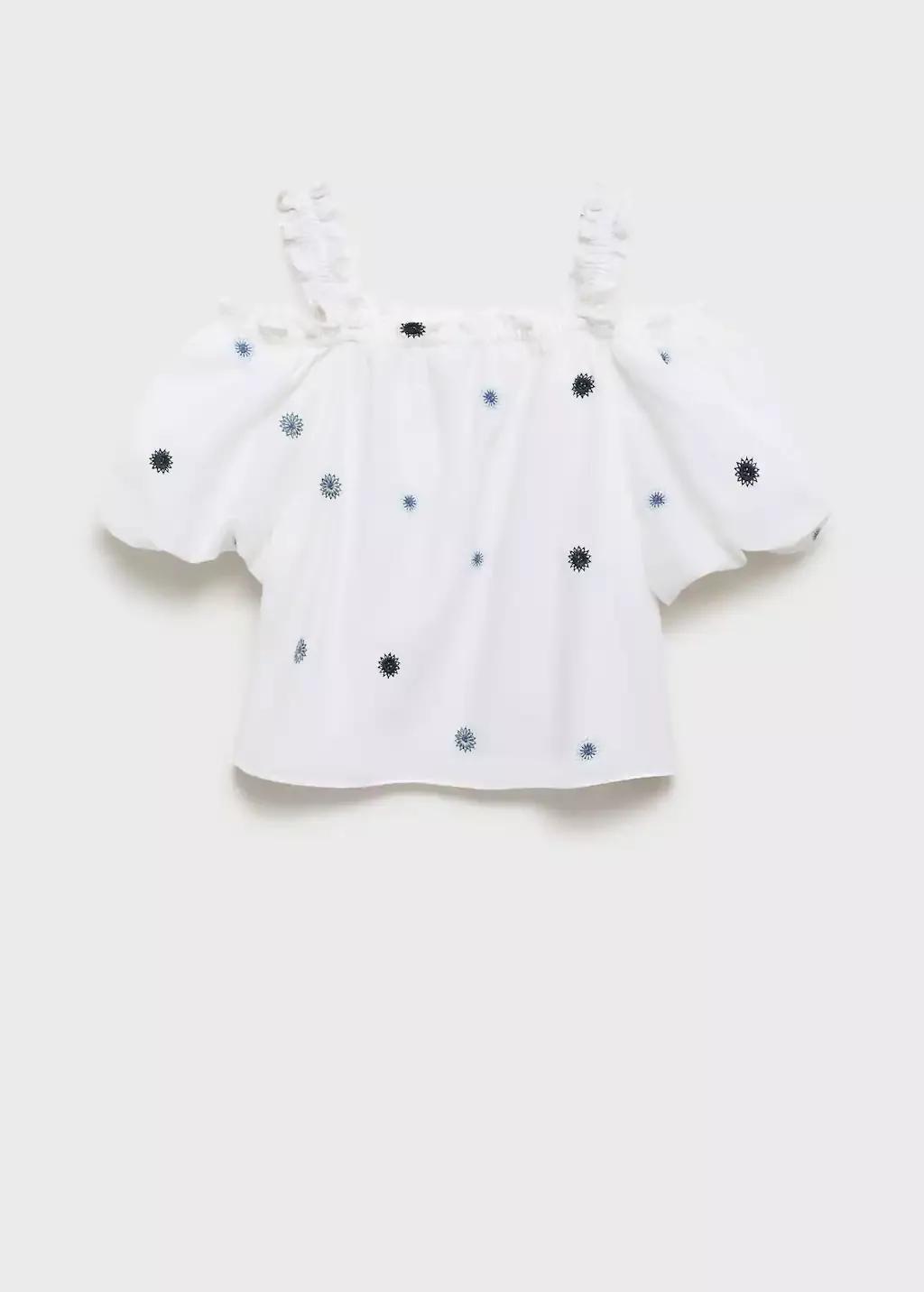 White Cotton Blouse With Embroidered Details, Kids Girl, , large image number 2
