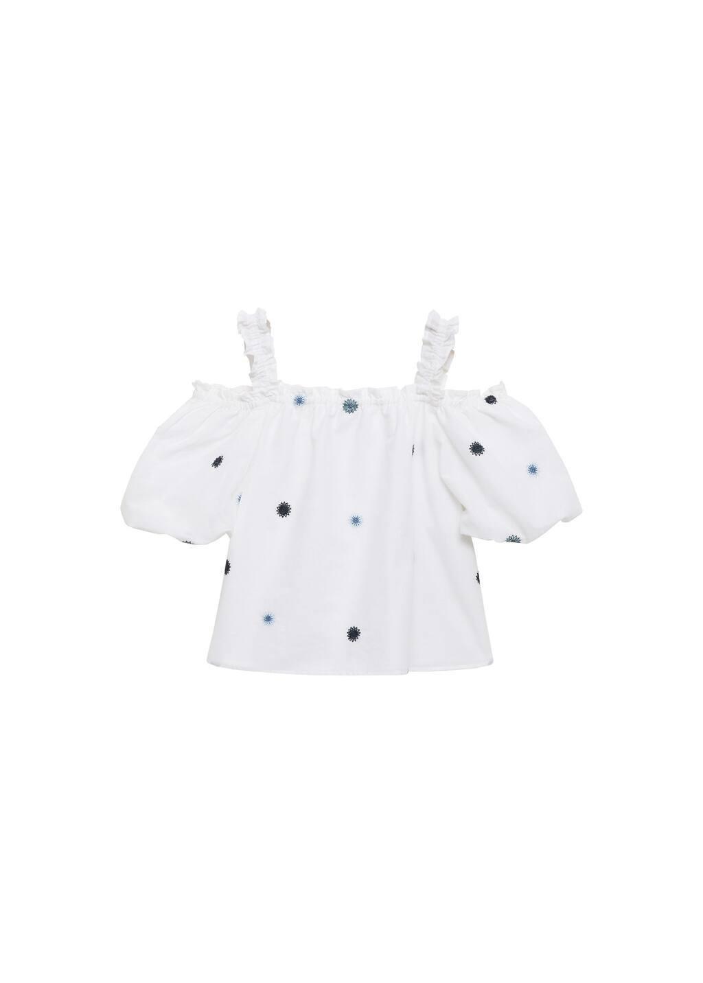 White Cotton Blouse With Embroidered Details, Kids Girl, , large image number 3