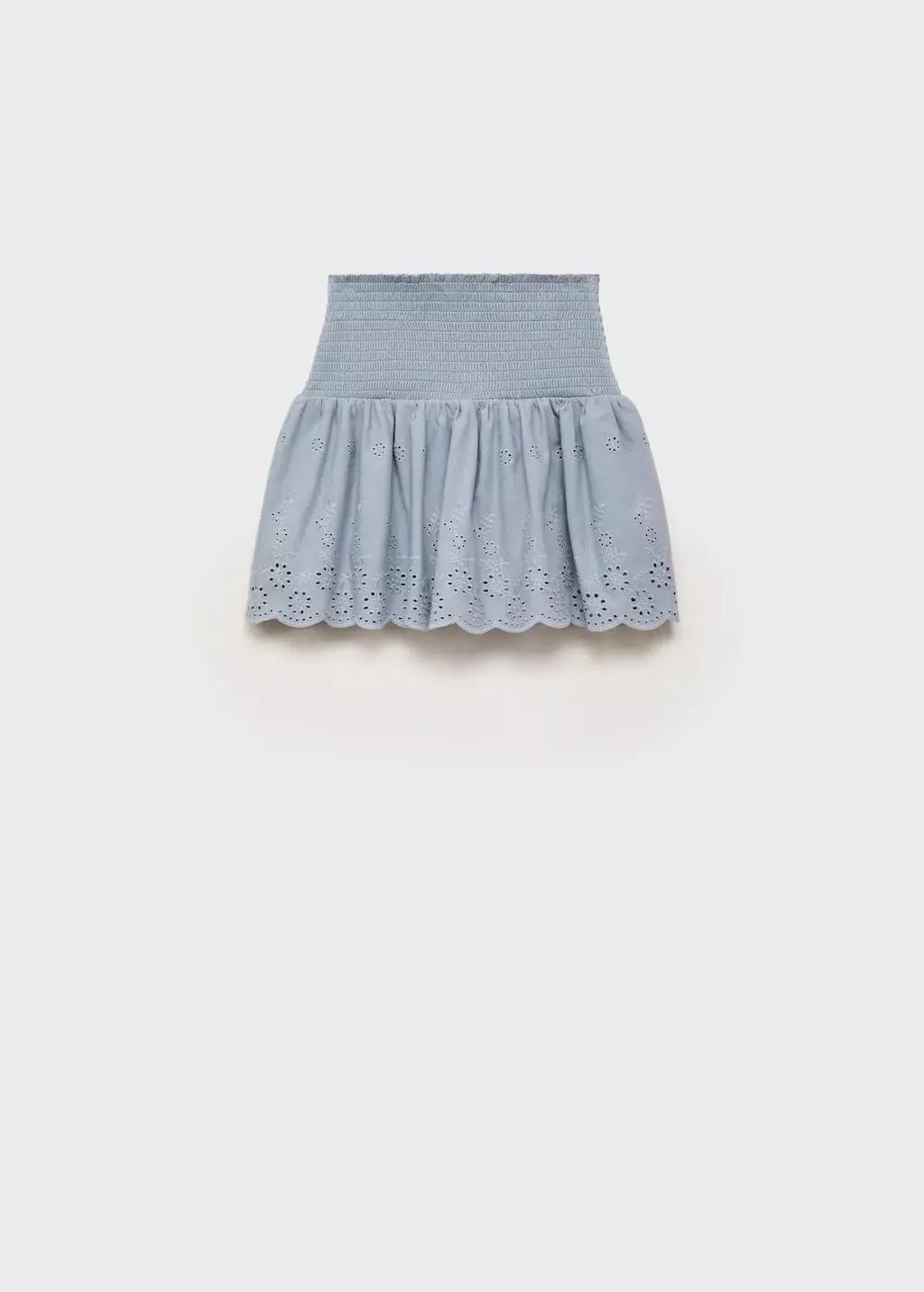 LT-PASTEL BLUE Swiss-embroidered ruffled skirt, Kids Girl, , large image number 2