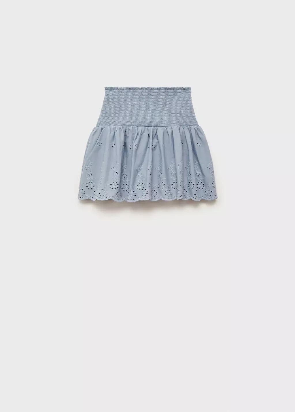 LT-PASTEL BLUE Swiss-embroidered ruffled skirt, Kids Girl, , large image number 3