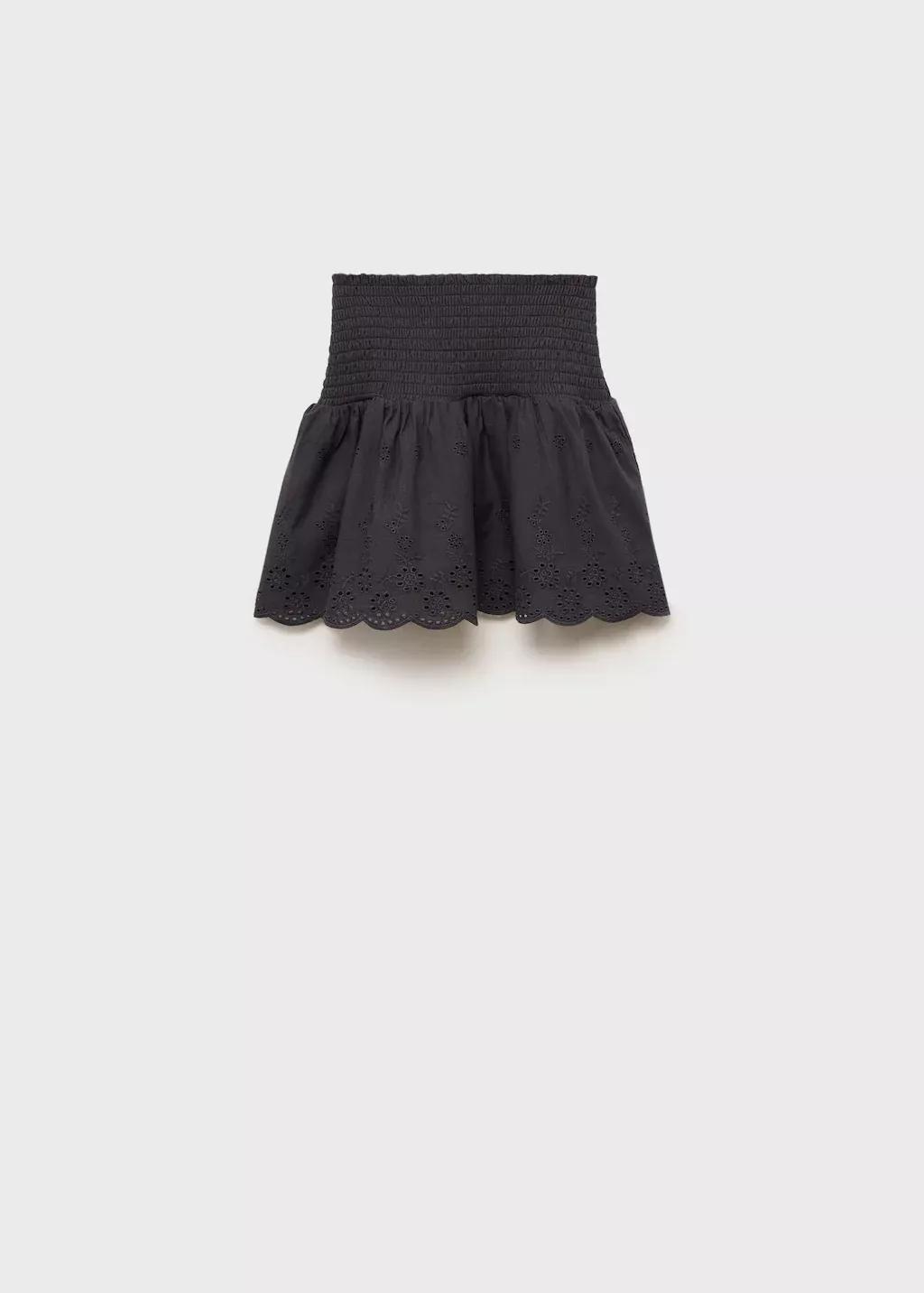 Grey English-Embroidered Mini-Skirt, Kids Girl, , medium