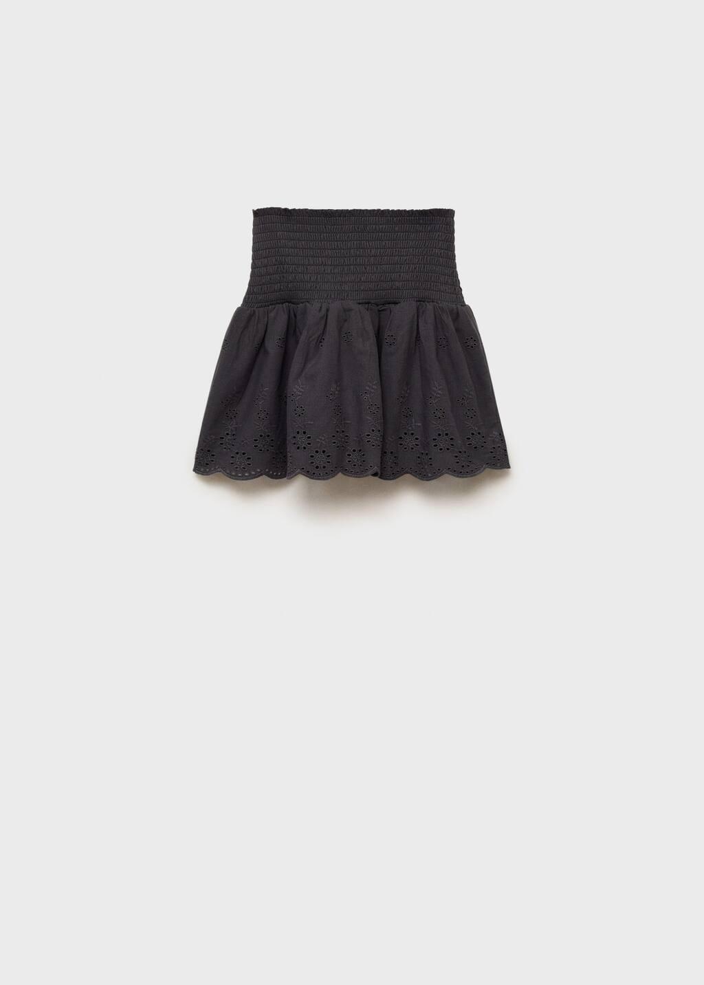 Grey English-Embroidered Mini-Skirt, Kids Girl, , large image number 2