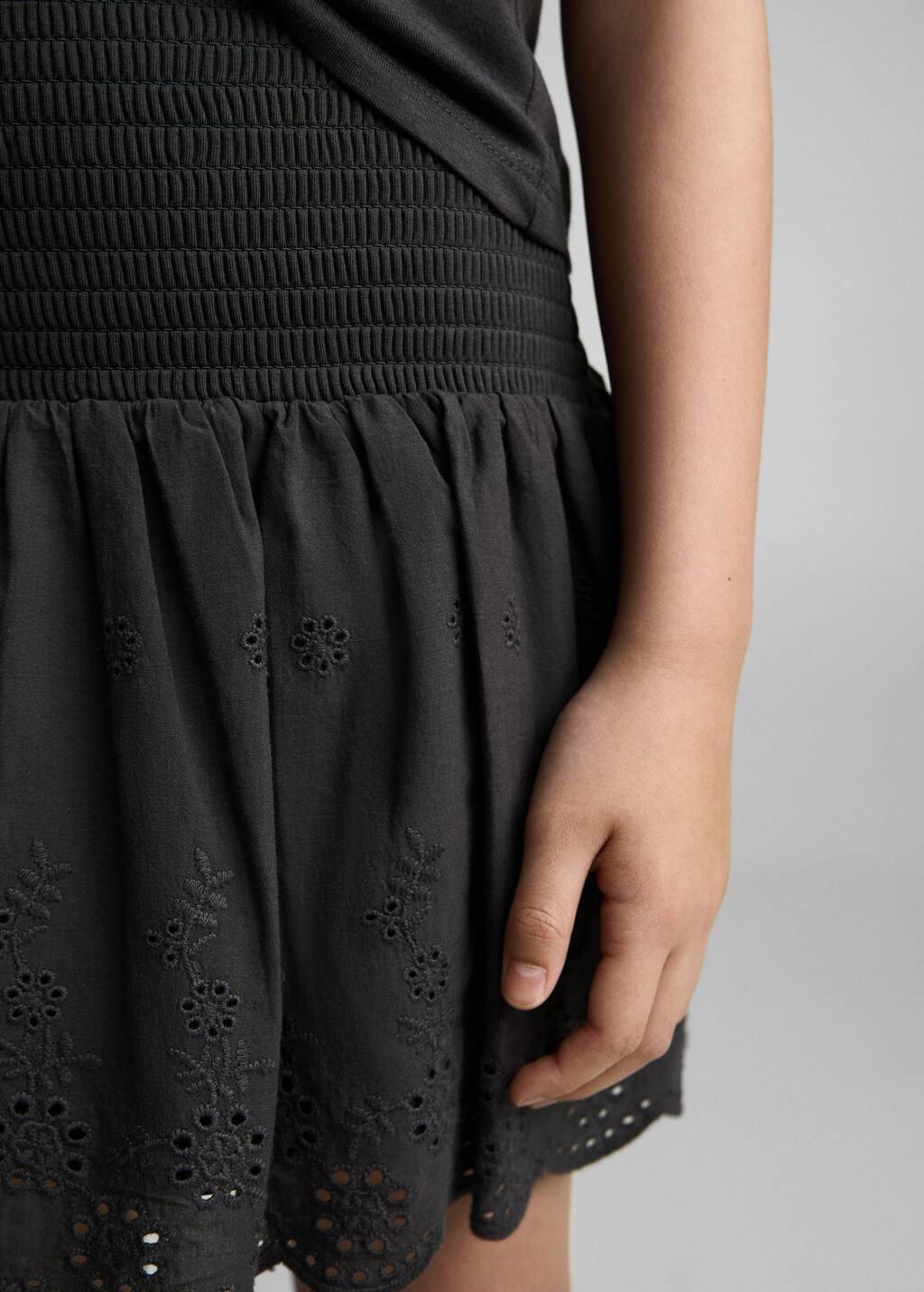Grey English-Embroidered Mini-Skirt, Kids Girl, , large image number 3