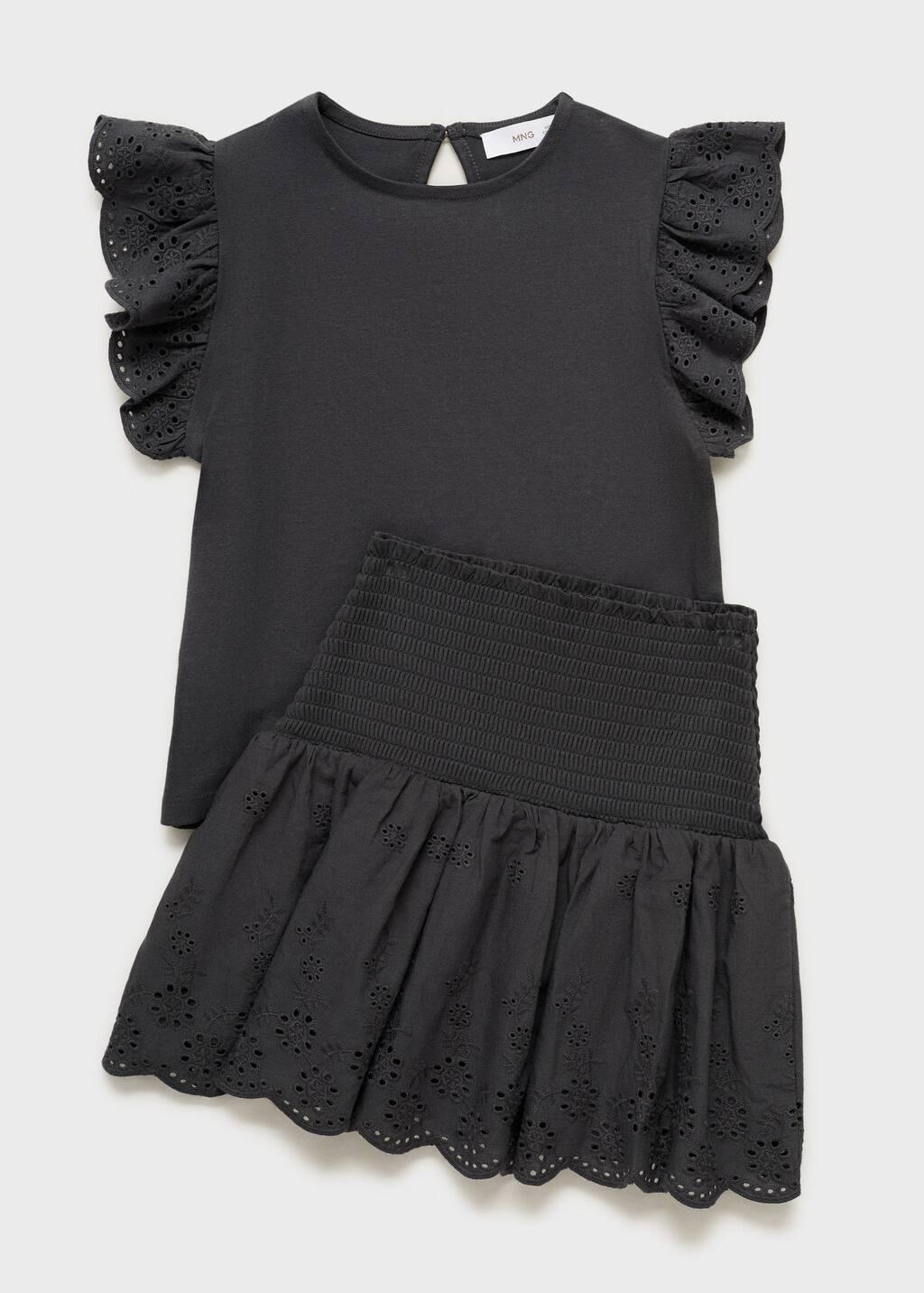 Grey English-Embroidered Mini-Skirt, Kids Girl, , large image number 4