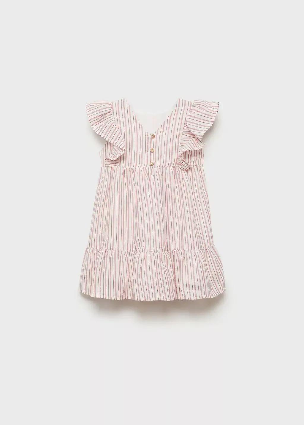 Red Ruffled Striped Dress, Baby Girl, , large image number 0