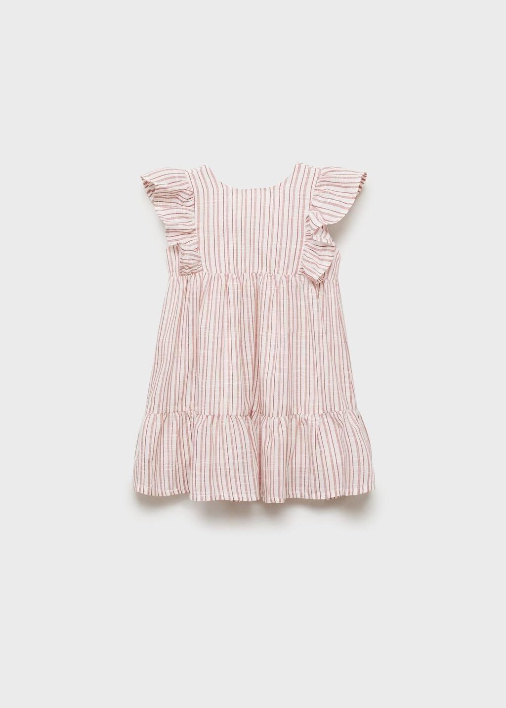 Red Ruffled Striped Dress, Baby Girl, , large image number 1