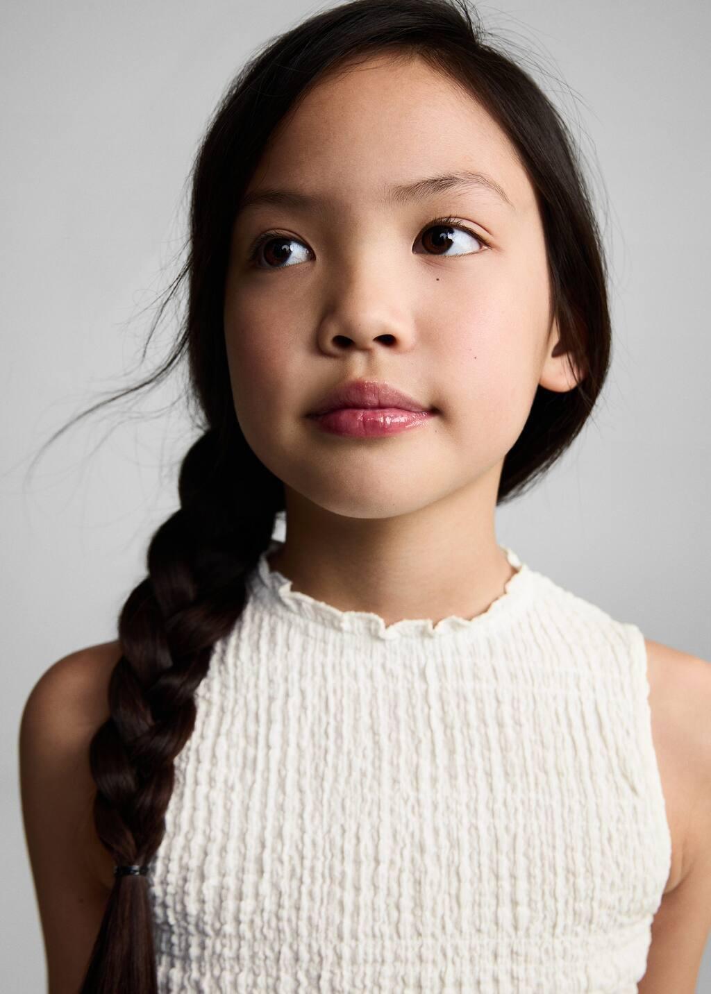 White Ruched-Texture Top, Kids Girl, , large image number 3